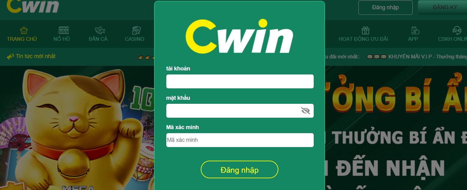 Hướng dẫn đăng nhập cwin trên laptop, máy tính